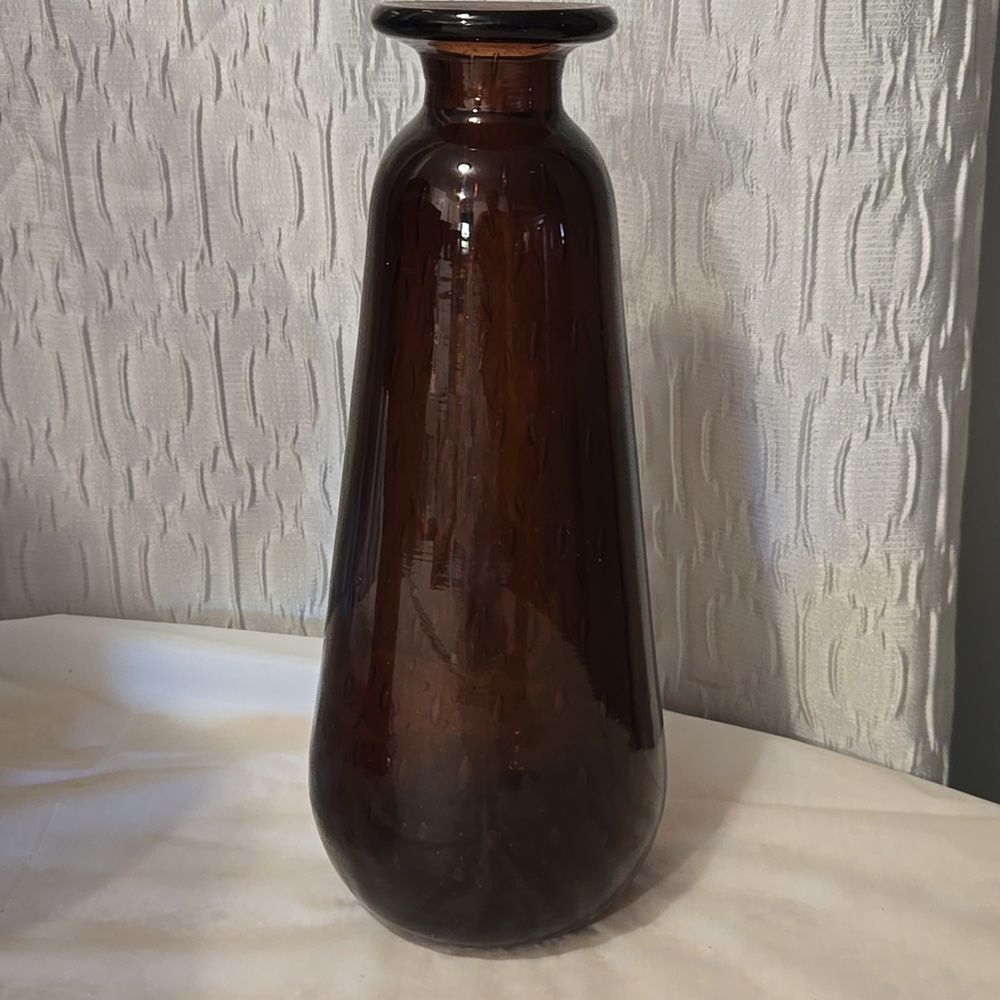 1960's Ruby Red Bubble Glass 9.5" Genie Bottle Decanter Missing Stopper